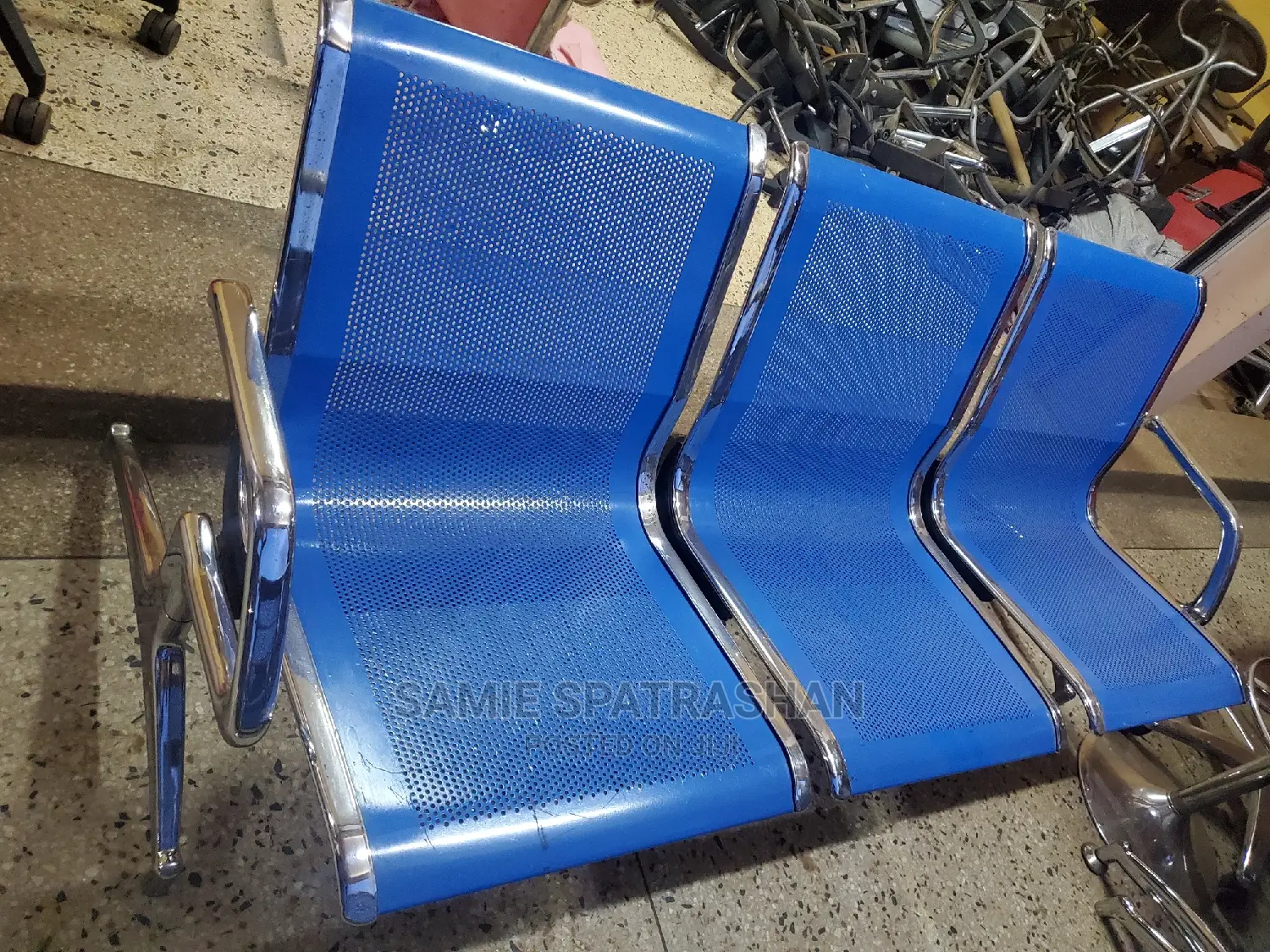 Metalic Waiting Chair Blue