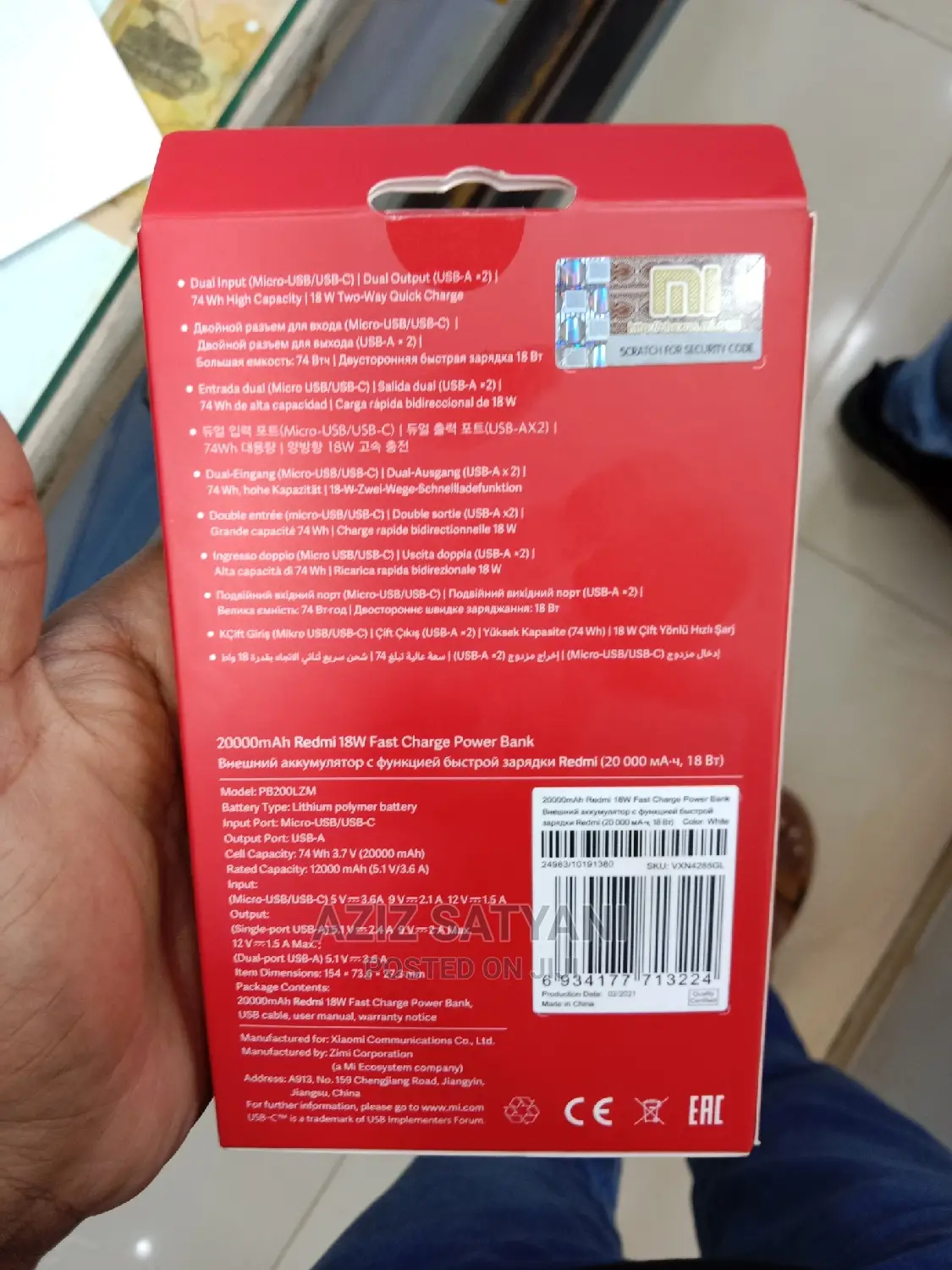 Xiaomi Redmi Power Bank 20000mah