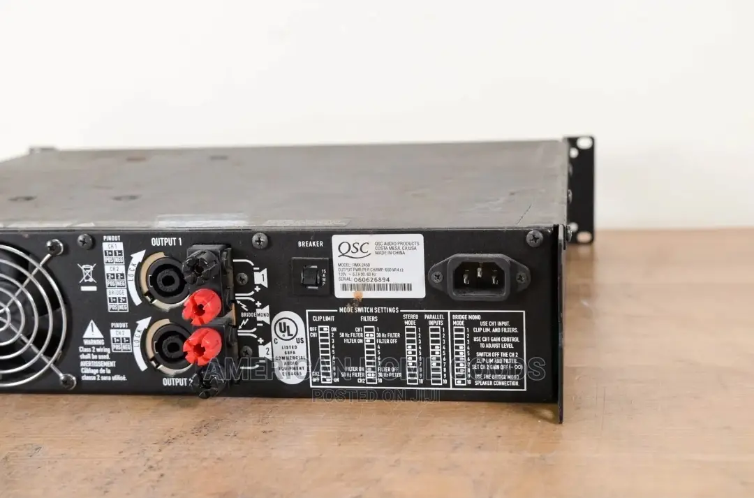 The QSC RMX 2450, 2400 Watts, Two-Channel Stereo Power Amplifiers.