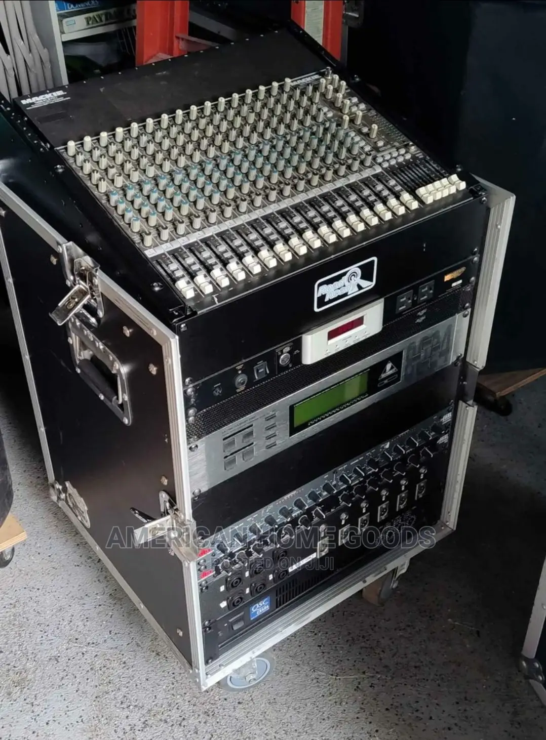 Road Case With 3 Amps, Dbx, EQ, Power Supply, and 24ch Mixer