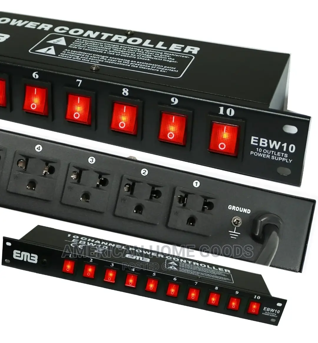 EMB EBW10 10 Outlets Rack Mount Power Supply/Surge Protector