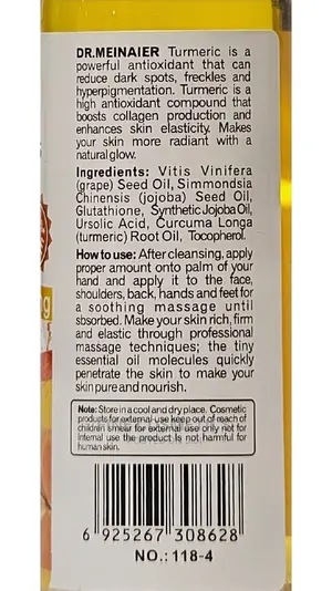 Dr MEINAIER 100% Pure Turmeric Oil / Serum 5X Skin Whitening
