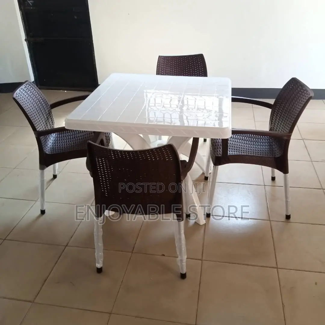 Plastic Table and 4 Chairs Set