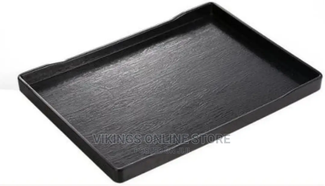 3 Pieces of Melamine Dinner Serving Trays Platters-Black