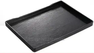 3 Pieces of Melamine Dinner Serving Trays Platters-Black