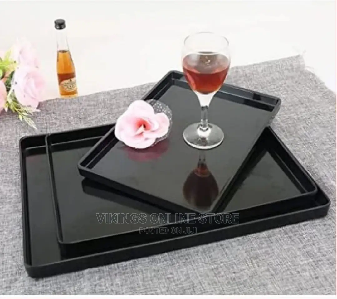 3 Pieces of Melamine Dinner Serving Trays Platters-Black