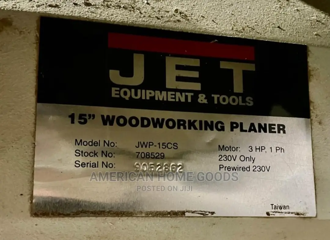 Jet Jwp-5cs 15-inch Thickness Planer, 5hp, 1 Phase, 240volts