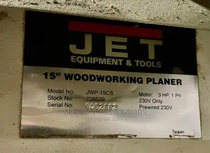Jet Jwp-5cs 15-inch Thickness Planer, 5hp, 1 Phase, 240volts