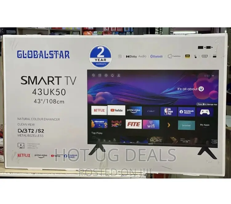 43inch Smart Andriod Framless Tv With Bluetooth, Free To Air