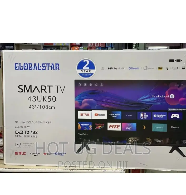 43inch Smart Andriod Framless Tv With Bluetooth, Free To Air