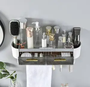 New Punch- Free Bathroom Storage Shelf With Towel Rack