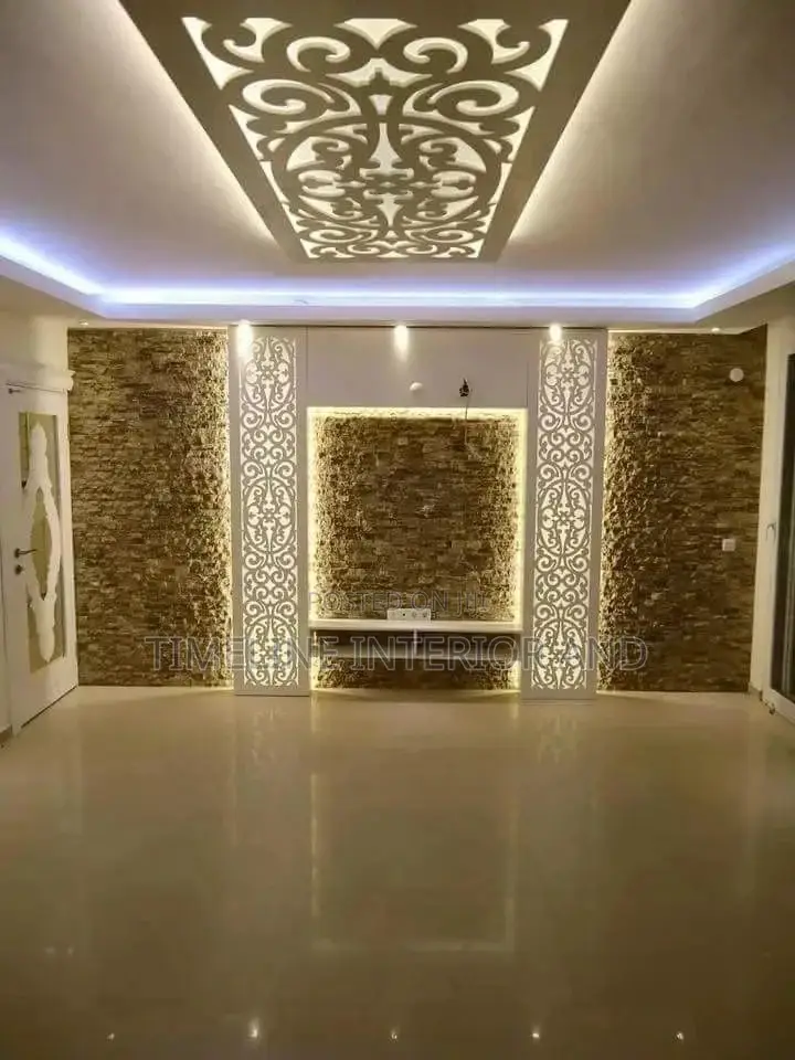 CNC Gypsum Ceiling and Tv Unit Wall