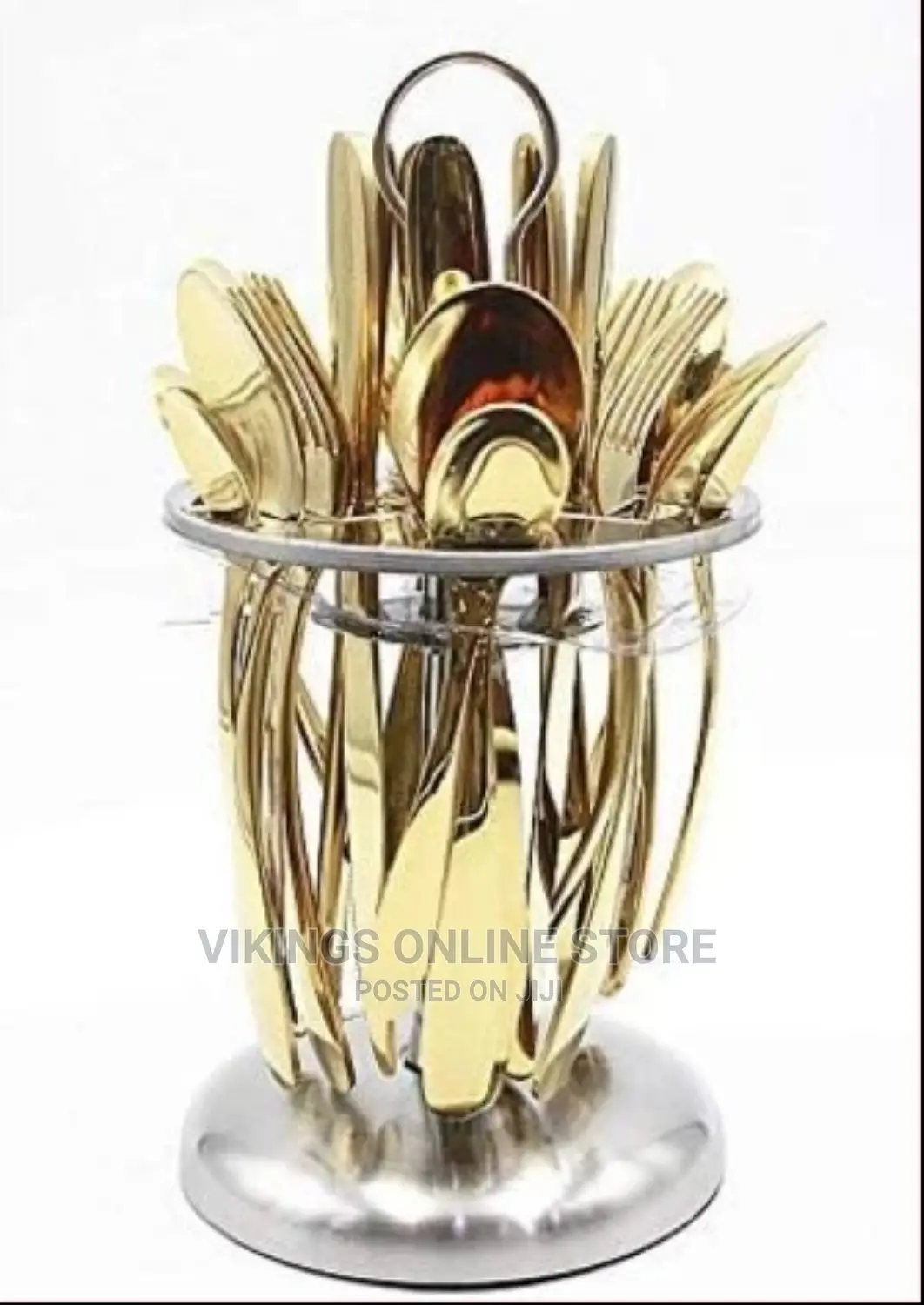 24 Pieces of Plain Cutlery (Forks,Spoons Knives) a Stand