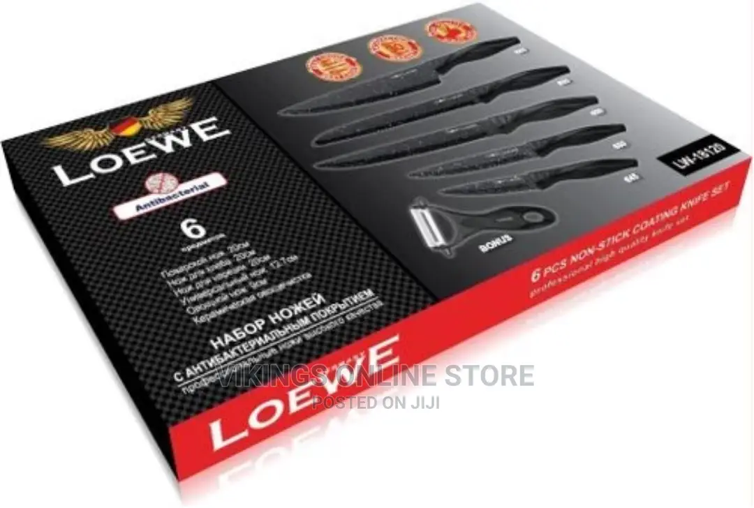 Loewe 6 Pieces of Kitchen Non-Stick Coating Knife Set -Black