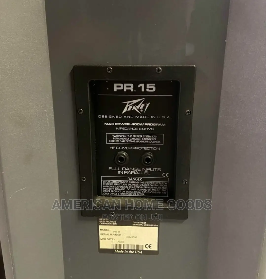 Pair of Peavey 2-Way PA Loud Speakers PR15, 15" 400watts.
