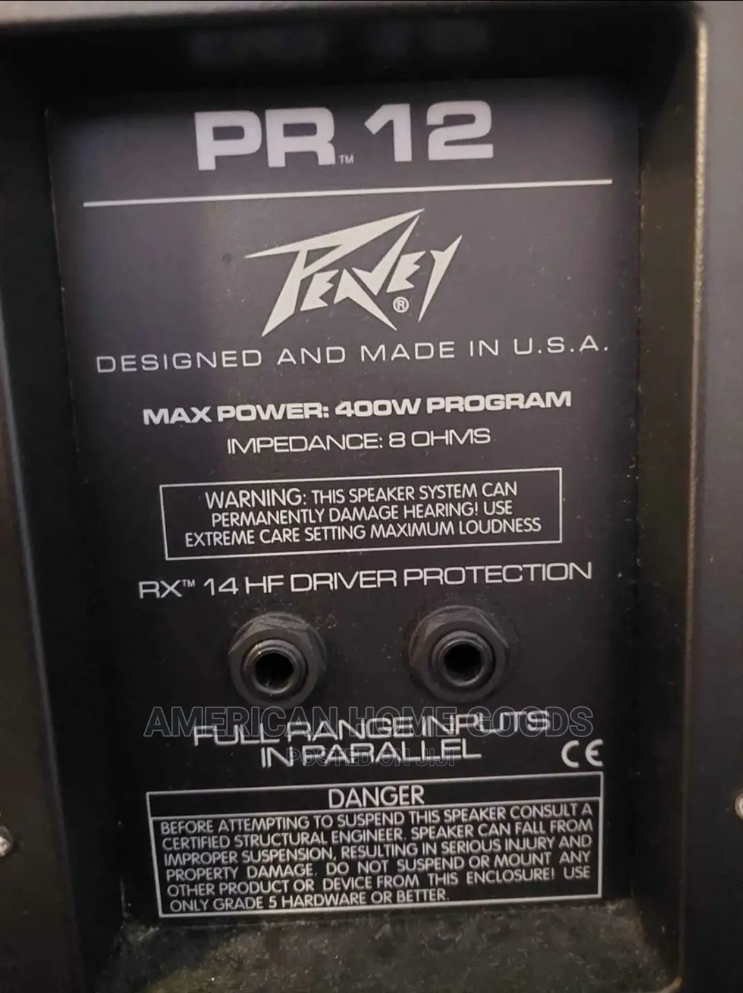 Pair of Peavey 2-Way PA Loud Speakers PR12, 12inchs 400watts