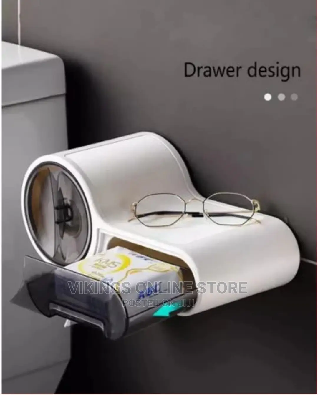 Wall-Mounted Toilet Paper Holder Storage Bathroom Organizer