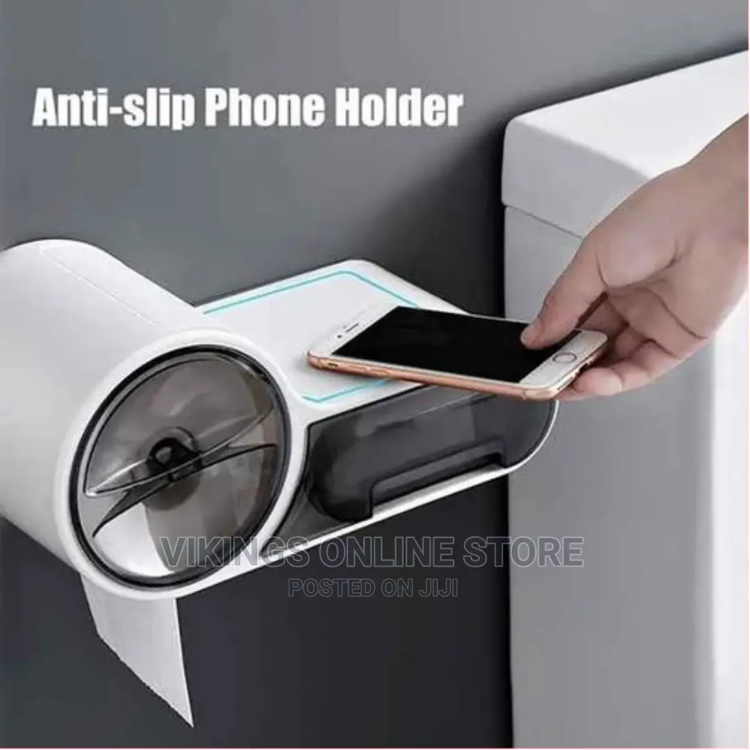 Wall-Mounted Toilet Paper Holder Storage Bathroom Organizer