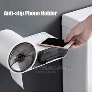 Wall-Mounted Toilet Paper Holder Storage Bathroom Organizer