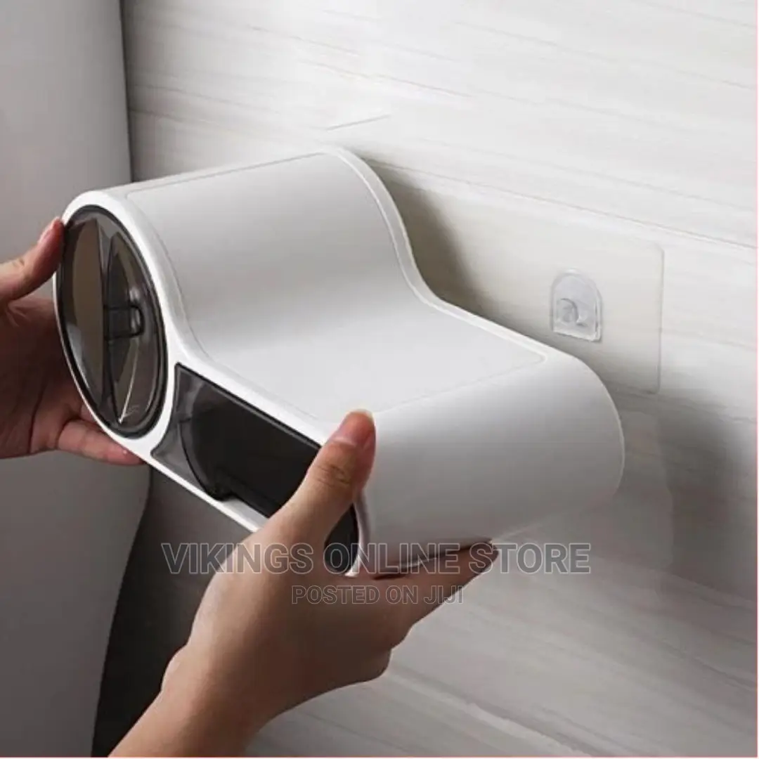 Wall-Mounted Toilet Paper Holder Storage Bathroom Organizer
