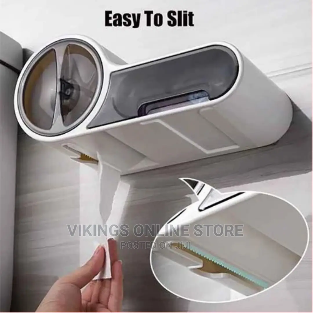 Wall-Mounted Toilet Paper Holder Storage Bathroom Organizer