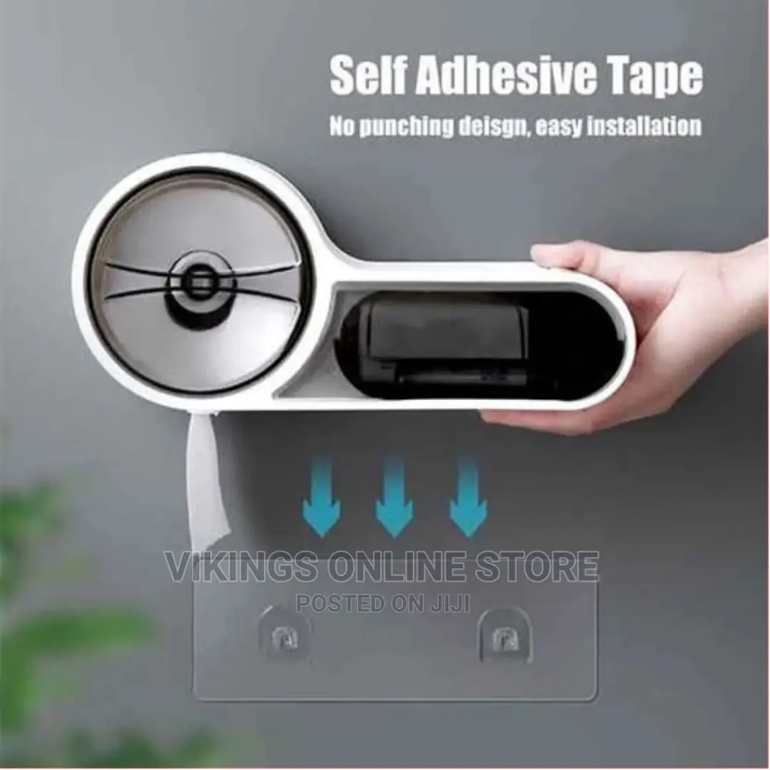 Wall-Mounted Toilet Paper Holder Storage Bathroom Organizer