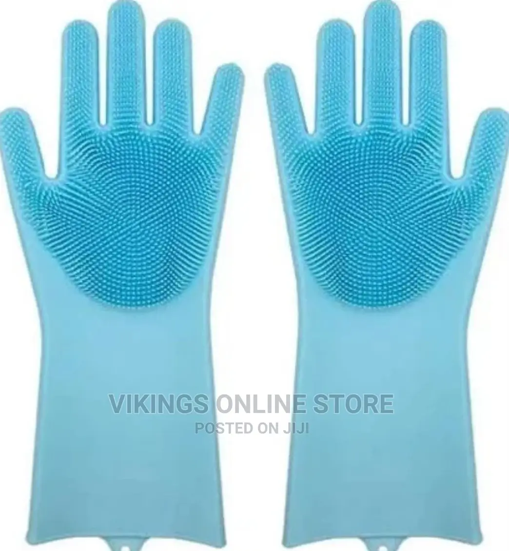 1 Pair of Bathroom and Kitchen Silicone Cleaning Hand Gloves