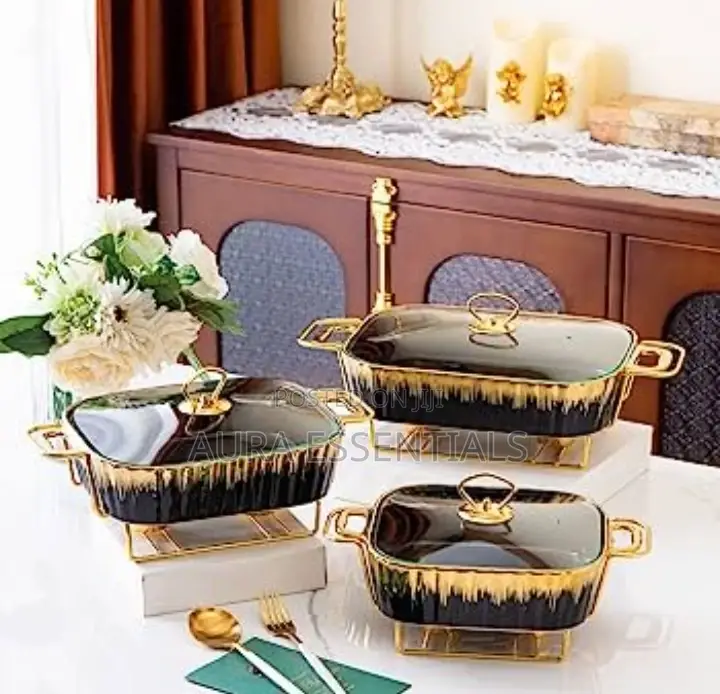 3pcs Ceramic Chafing Dishes