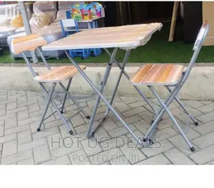 Foldable Reading Table 2 Chairs - Brown