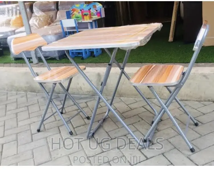 Foldable Reading Table 2 Chairs - Brown