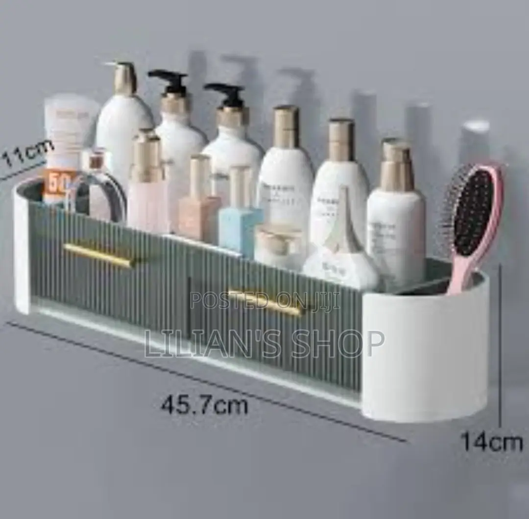 New Punch Free Bathroom Storage Shelf With Towel Rack