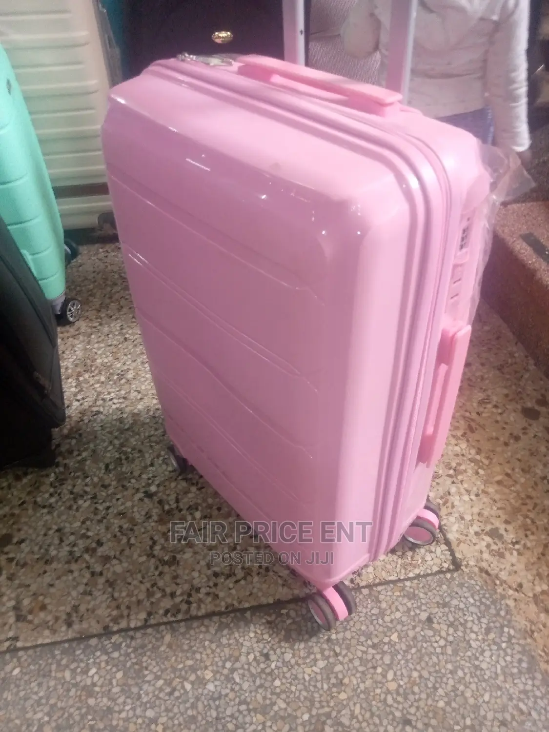 Original Rubber Plastic Traveling Suitcases. Large.( Pink)
