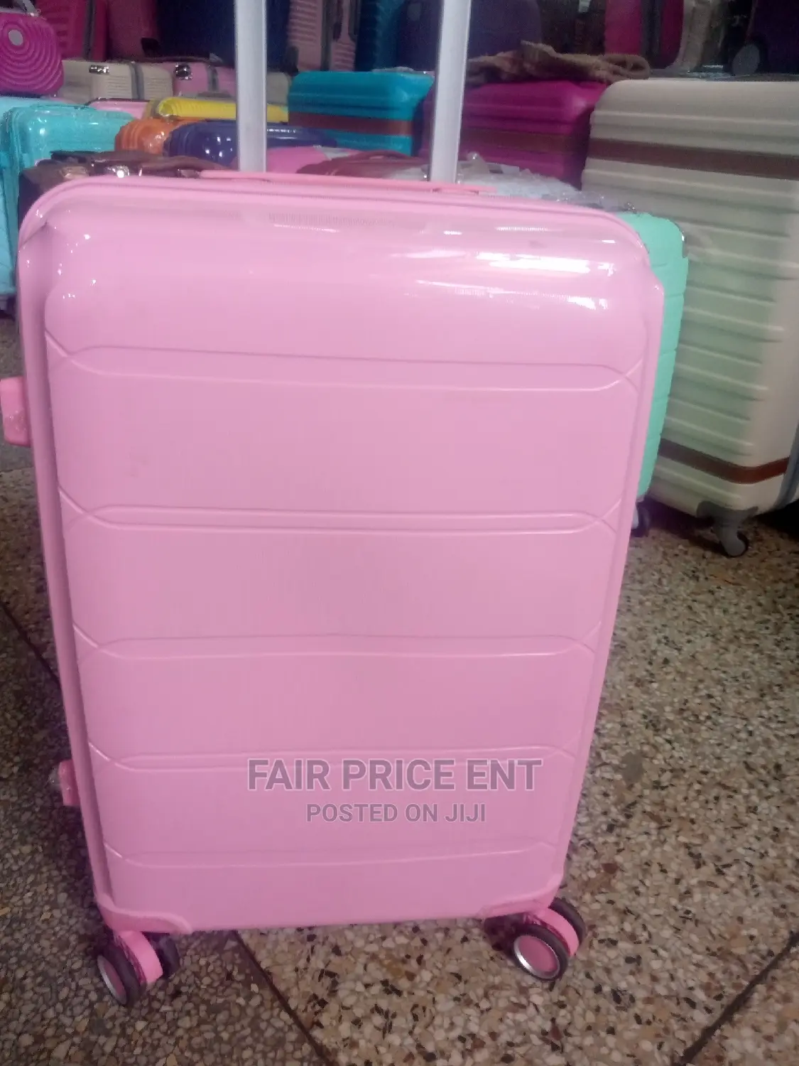 Original Rubber Plastic Traveling Suitcases. Large.( Pink)
