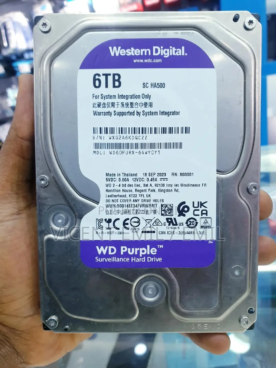 Harddrive 6TB WD Purple Surveillance