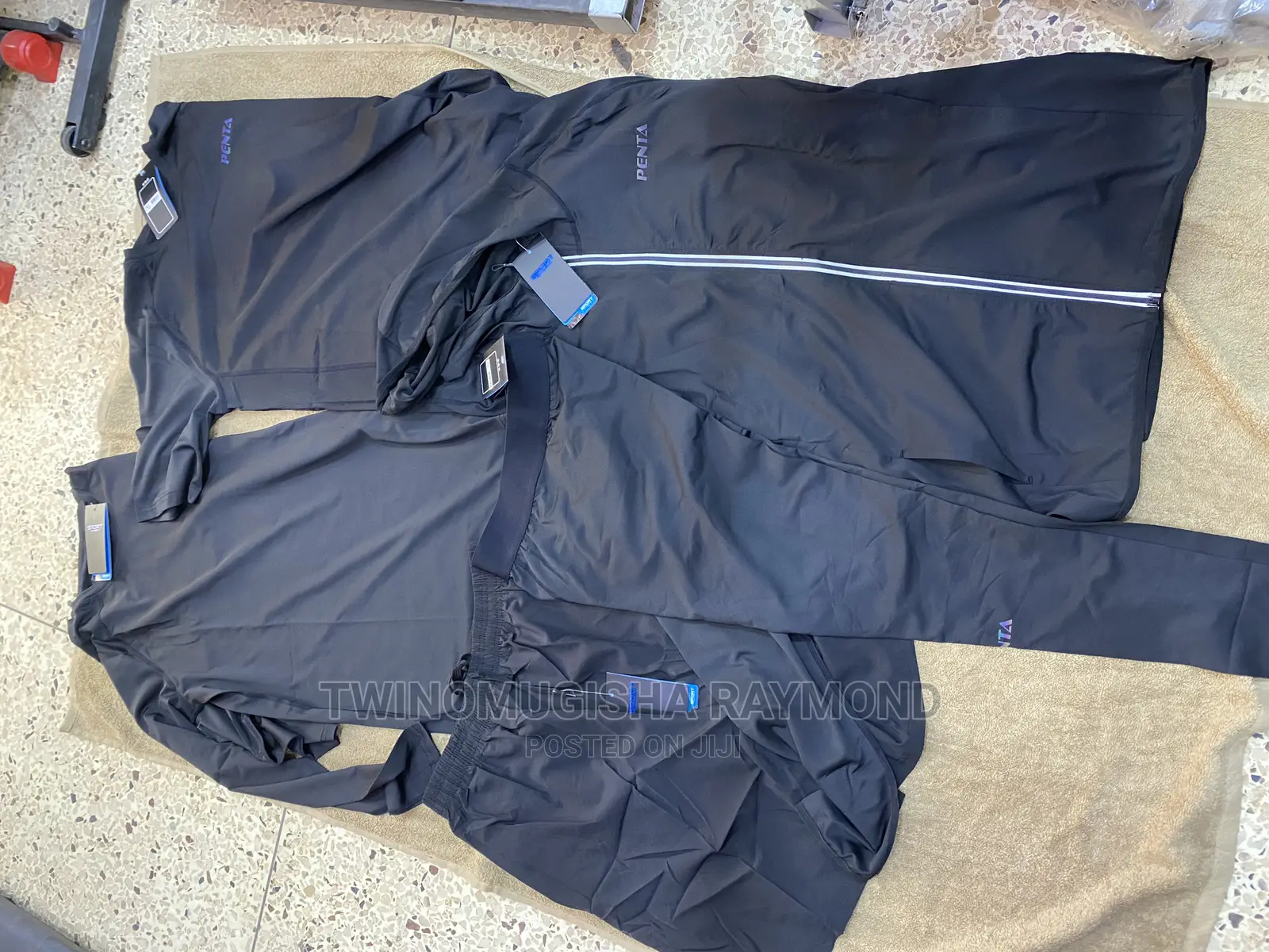 5 Piece Men’S Gym Wear- Black Suit