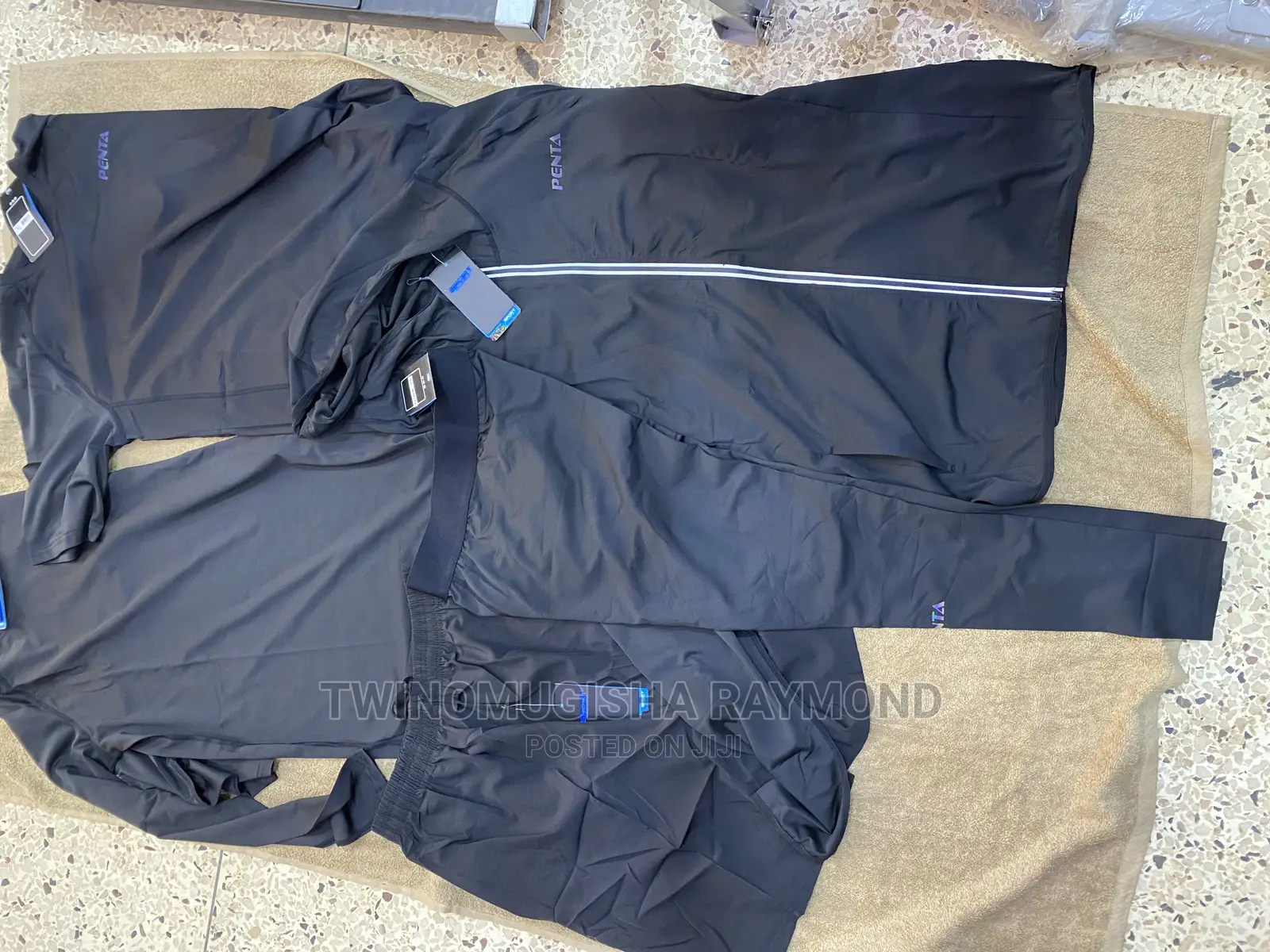 5 Piece Men’S Gym Wear- Black Suit