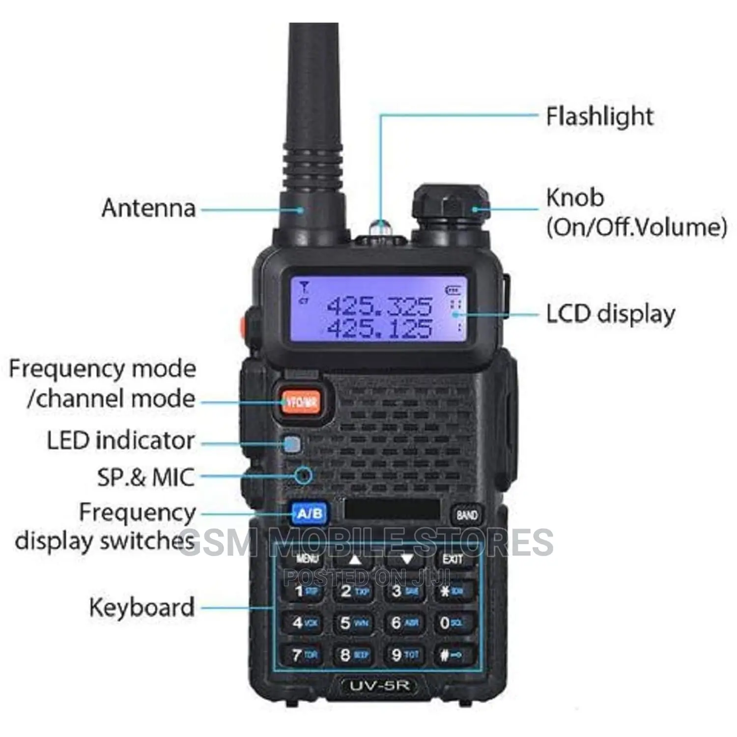 Baofeng UV-5R Two Way Radio Dual Band 1800mah Li-Ion Battery