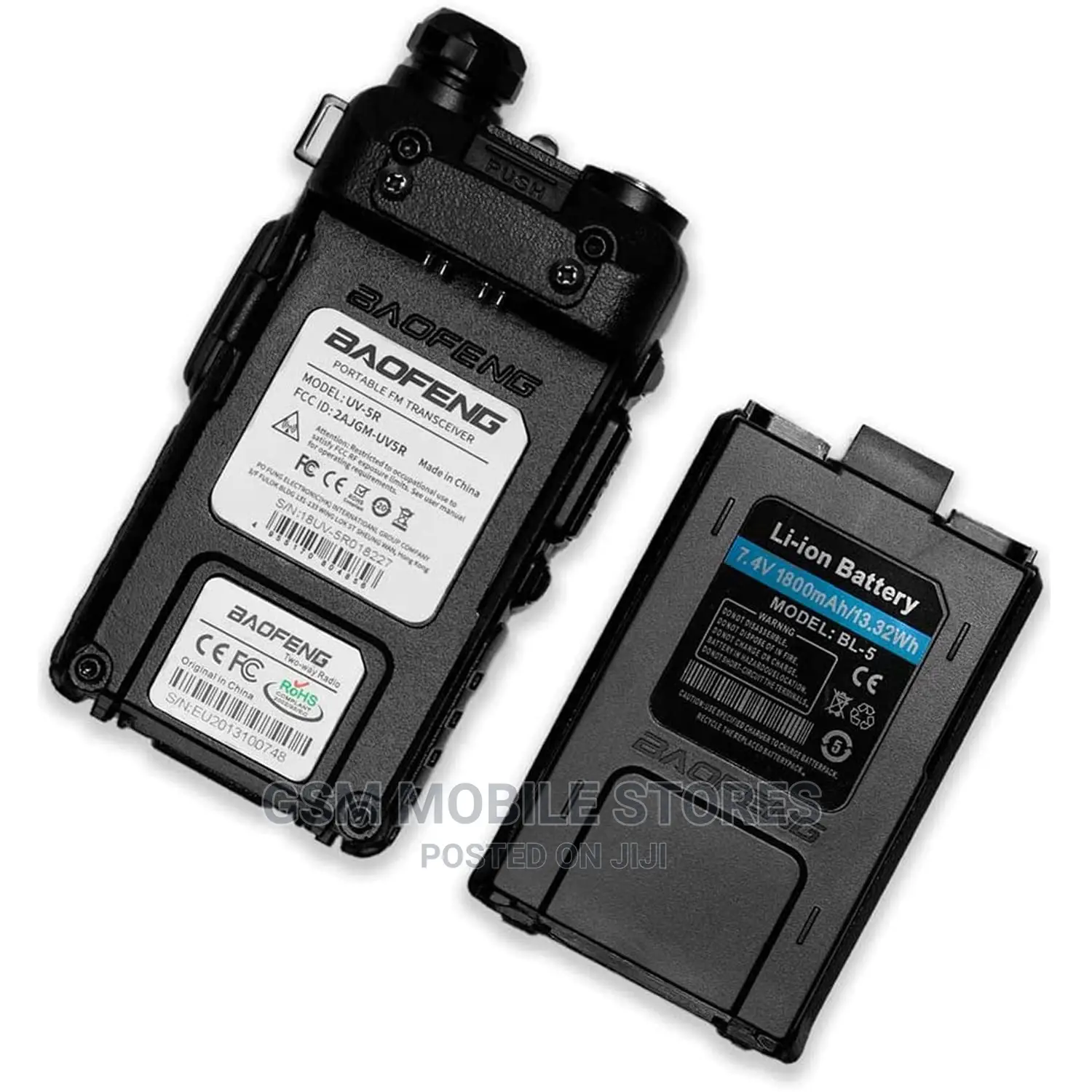 Baofeng UV-5R Two Way Radio Dual Band 1800mah Li-Ion Battery