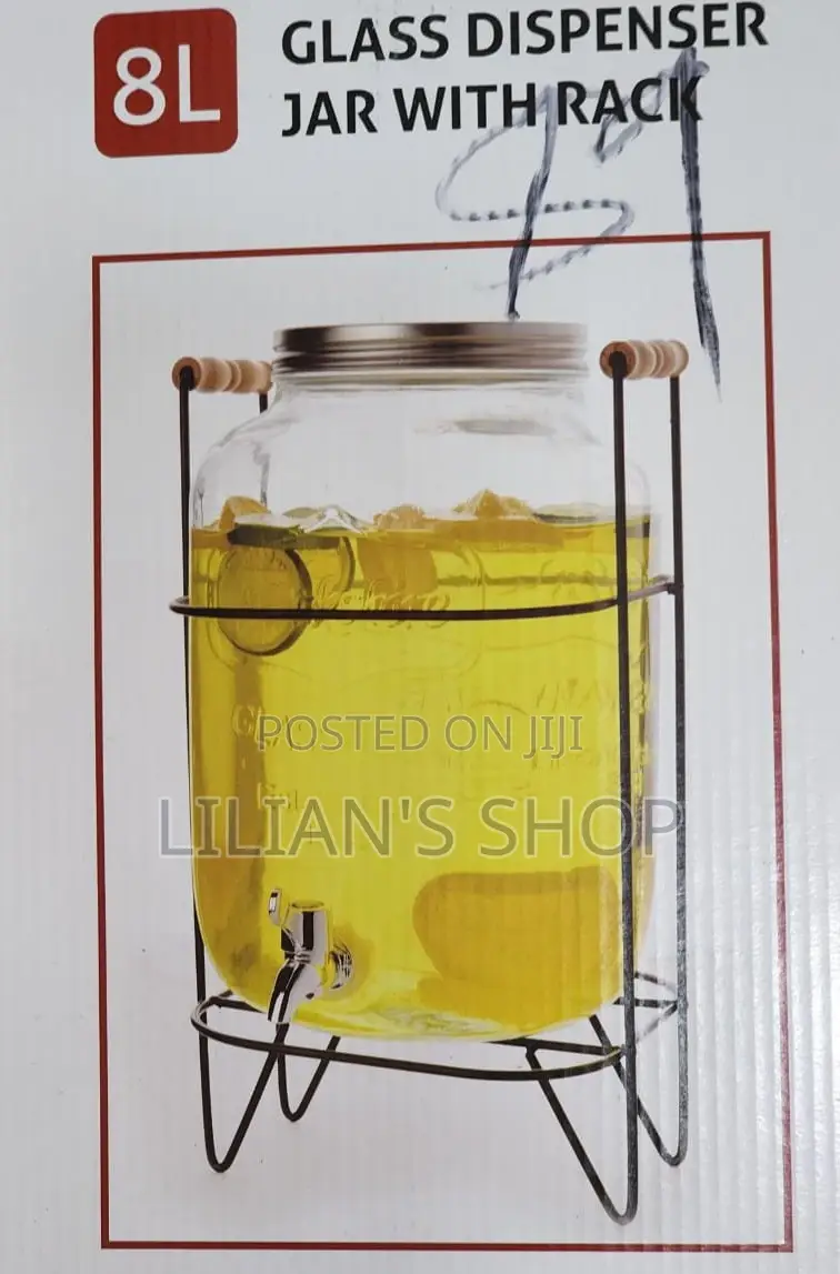 8L Glass Despenser Jar With Rack