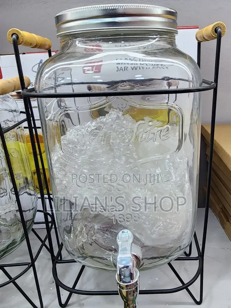 8L Glass Despenser Jar With Rack