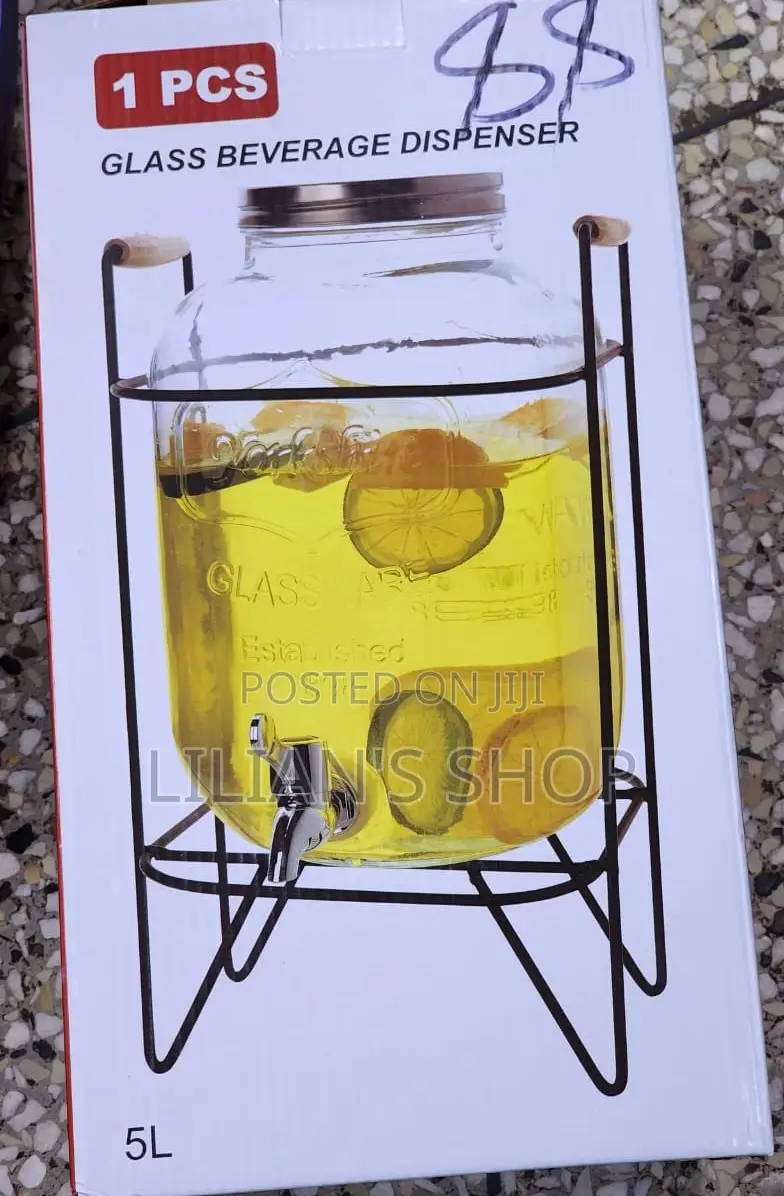 5L Glass Despenser Jar With Rack