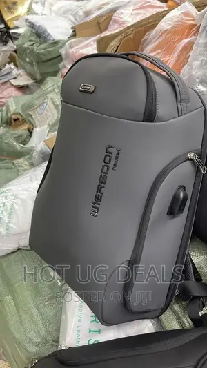 Wiersoon Fashion Men Backpacks With USB Charging Port- Grey
