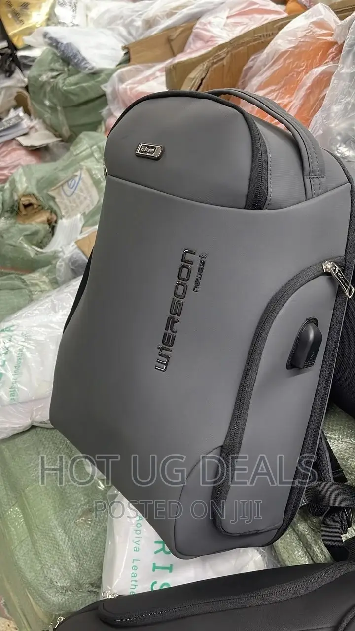 Wiersoon Fashion Men Backpacks With USB Charging Port- Grey