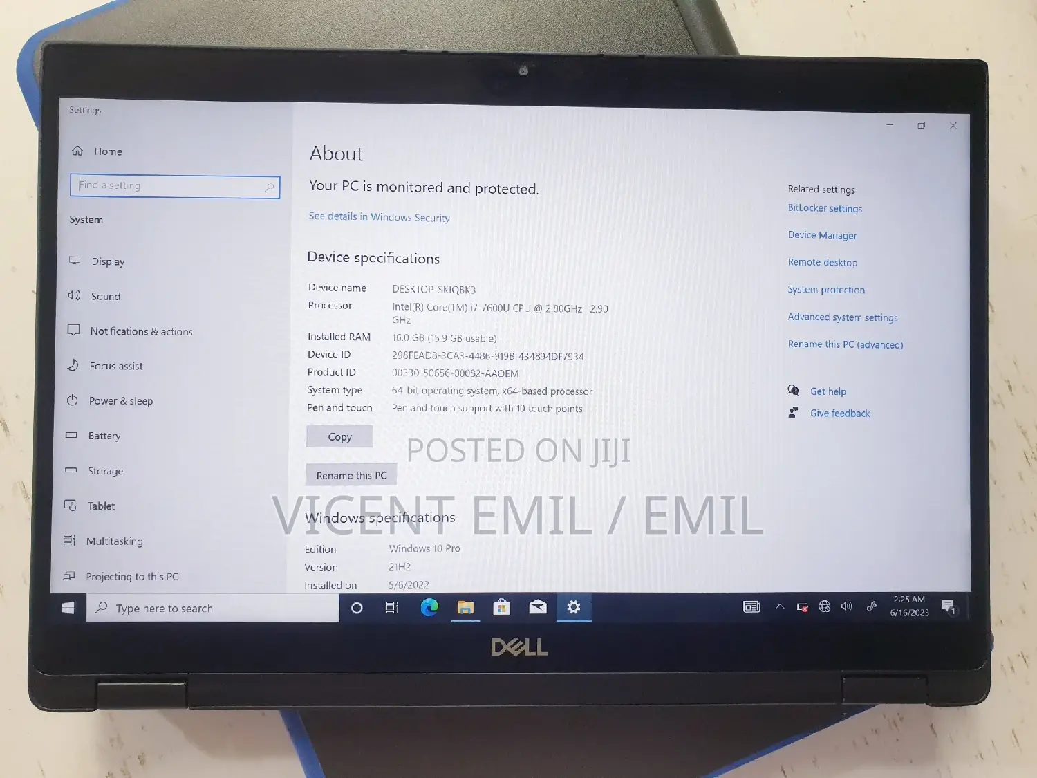 Laptop Dell Latitude 7389 16GB Intel Core I7 SSD 256GB