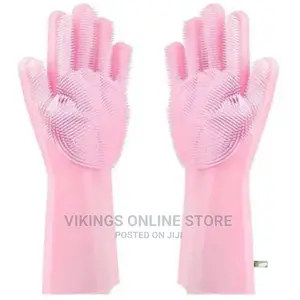 1 Pair of Bathroom and Kitchen Cleaning Hand Gloves -Pink