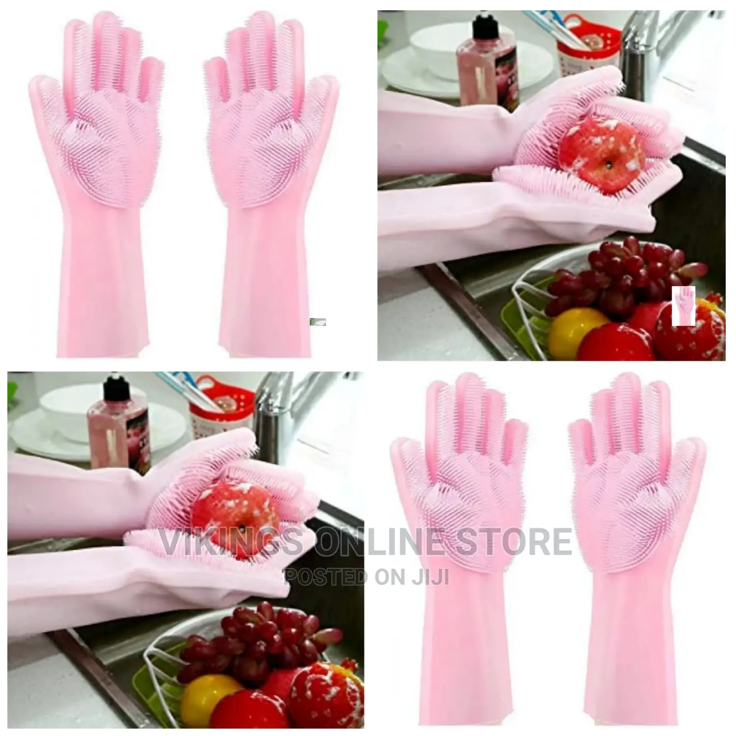 1 Pair of Bathroom and Kitchen Cleaning Hand Gloves -Pink
