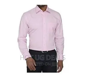 Men Cotton Light Pink Solid Full Sleeves Formal Shirt - Pink