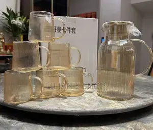 Glass Teapot With Glass Mugs