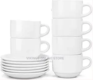 Restaurants and Office 6 Piece Cups and 6 Saucers – White