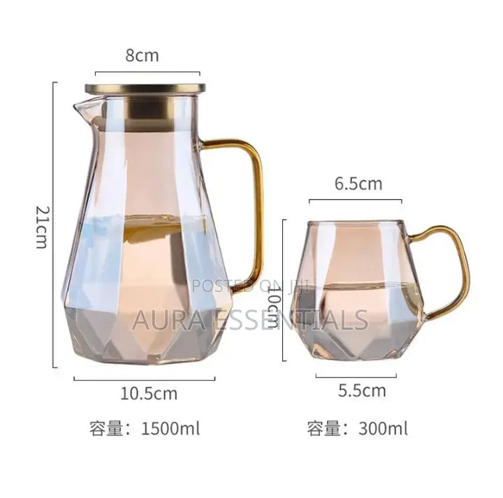 Diamond Design Tea Pot( 6 Glasses and 1 Tea Pot)
